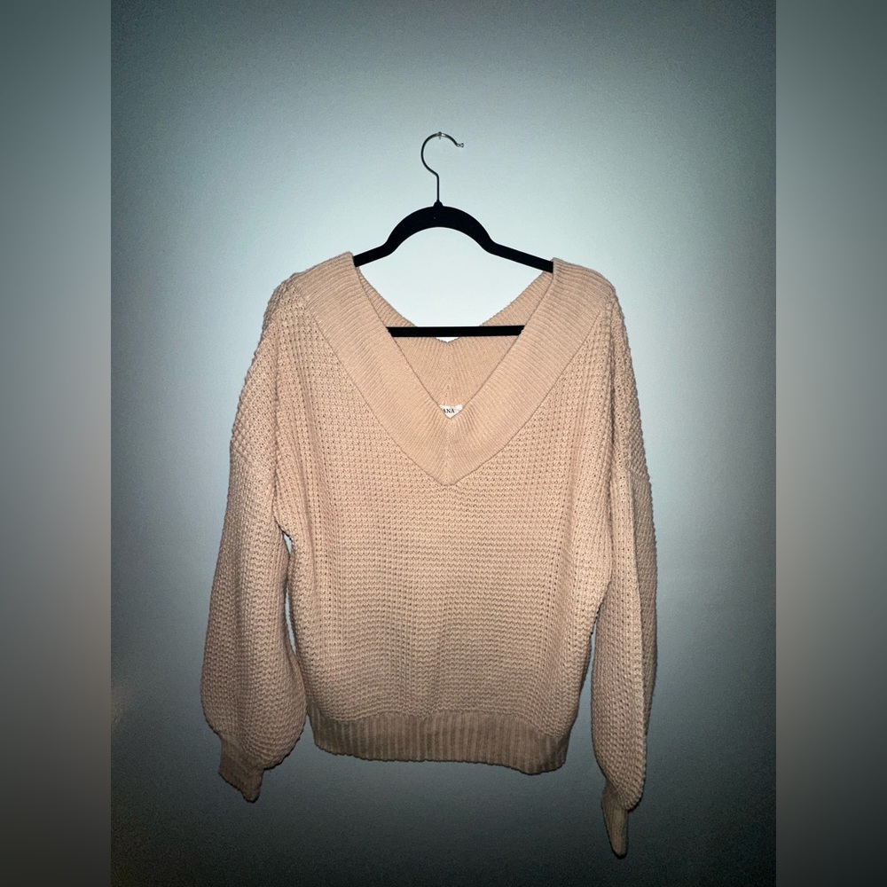 Off the Shoulder Salmon Knit Sweater
